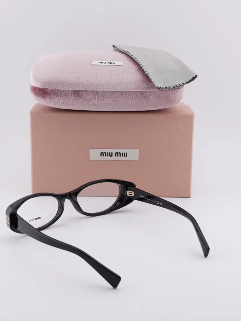 Miu Miu MU 03ZV 16K1O1 Oval Eyeglasses – Black 55mm